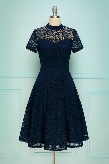 Navy High Neck Lace